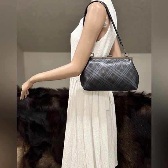 Plaid Print Genuine Deer-hide Leather Purse/Push Lock Metal
Frame Shoulder Bag - Picture 3 of 16